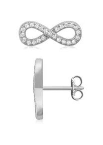 Paar Ohrstecker Firetti "Schmuck Geschenk Silber 925 Ohrschmuck Infinity Unendlichkeit Schleife", bunt (silberfarben, wei&szlig;, kristallwei&szlig;), Ohrringe, M&auml;dchen, Silber 925 (Sterlingsilber), mit Zirkonia (synth.)