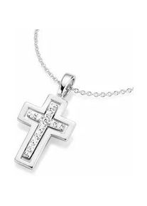 Kette mit Anh&auml;nger Firetti "Schmuck Geschenk Silber 925 Halsschmuck Halskette Ankerkette Kreuz", silber (silber, 925), Halsketten, Damen, Silber 925 (Sterlingsilber), L: 45, mit Zirkonia (synth.)