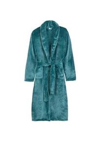 Bademantel Good Morning "Good Morning Bathrobe uni" Gr. M, blau (petrol), L:115cm, Kunstfaser, Hausm&auml;ntel, Bademantel, Schalkragen, G&uuml;rtel, Taschen, Damen & Herren, Velours, Glanz