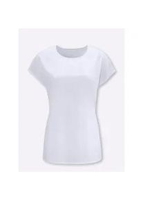 Kurzarmbluse Classic Basics, Damen, Gr. 46, wei&szlig;, 100% Polyester, unifarben, Rundhals, Blusen