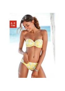 B&uuml;gel-Bandeau-Bikini-Top Sunseeker "Ditsy", Damen, Gr. 36, Cup C, gelb (gelb, bedruckt), Polyamid, bedruckt, gebl&uuml;mt, Bikini-Oberteile, mit H&auml;kelkante