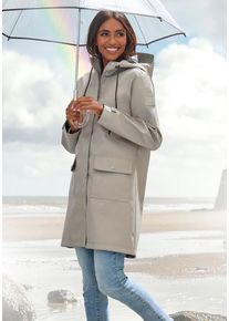 ELBSAND Regenjacke grau Gr. 36 für Damen. Mit Badges. Gerade