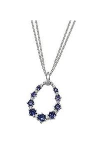 Kette mit Anh&auml;nger Firetti "Schmuck Geschenk Silber 925 Halsschmuck Halskette Panzerkette Tropfen", blau (silberfarben, blau, kristallwei&szlig;), Halsketten, Damen, Silber 925 (Sterlingsilber), mit Zirkonia (synth.)