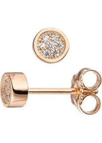 Paar Ohrstecker Jobo, rosa (ros&eacute;goldfarben), Ohrringe, Damen, 5,2mm, Silber 925 (Sterlingsilber), rund 925 Silber ros&eacute;gold vergoldet mit 14 Zirkonia
