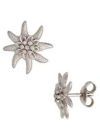 Paar Ohrstecker Jobo "Edelwei&szlig;", silber (silber 925), Ohrringe, Damen, 13mm, Silber 925 (Sterlingsilber), 925 Silber