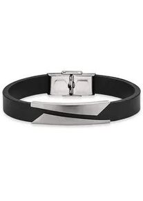Armband Bruno Banani "Schmuck Geschenk Lederarmband" Gr. 20,5, grau (schwarz, edelstahlfarben), Armb&auml;nder, Herren, 20,5, Edelstahl Kautschuk, Edelstahl, Kautschuk, Armband