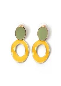 Paar Ohrstecker Firetti "Retro Design, trendig, mehrfarbig", bunt (gelbgoldfarben, gr&uuml;n, gelb), Ohrringe, Damen, Metall, mit Emaille