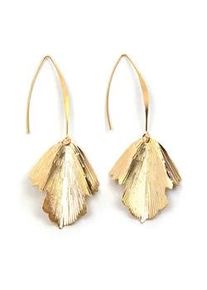 Paar Ohrhaken Firetti "Ohrschmuck Blatt h&auml;ngend lang", gold (gelbgoldfarben), Ohrringe, Damen, Metall