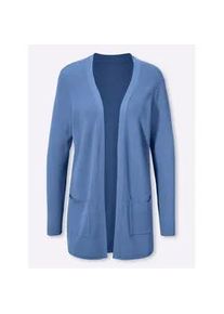 Strickjacke Classic Basics, Damen, Gr. 38, blau (mittelblau), 80% Viskose, 20% Polyamid, unifarben, Strickjacken Strickjacke