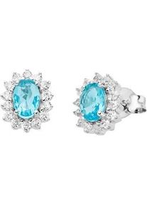 Paar Ohrstecker Firetti "Schmuck Geschenk Silber 925 Ohrschmuck Bl&uuml;te", wei&szlig; (silberfarben, hellblau, kristallwei&szlig;, hellblau, kristallwei&szlig;), Ohrringe, Damen, Silber 925 (Sterlingsilber), mit Kristallstein, Zirkonia (synth.)