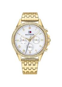 Multifunktionsuhr Tommy Hilfiger "ARI", gold (goldfarben), Armbanduhren, Damen, Quarzuhr, Armbanduhr, Damenuhr, Datum, Edelstahlarmband, Glassteine