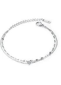 Armband Firetti "Schmuck Geschenk Armschmuck Armkette Schiffsankerkette", silber (edelstahlfarben, wei&szlig;, wei&szlig;), Armb&auml;nder, Damen, 23cm, Edelstahl, Armband, mit Zirkonia (synth.)