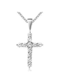 Kette mit Anh&auml;nger Firetti "Schmuck Geschenk Silber 925 Halsschmuck Halskette Ankerkette Kreuz", bunt (silberfarben, wei&szlig;), Halsketten, Damen, Silber 925 (Sterlingsilber), L: 45, mit Zirkonia (synth.)