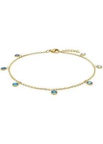Fu&szlig;kette Amor "2036447", gold (gelbgoldfarben, blau, blau), Fu&szlig;ketten, Damen, Edelstahl, mit Zirkonia (synth.)