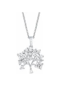 Kette mit Anh&auml;nger Amor "Baum", silber (silber, 925), Halsketten, Damen, Silber 925 (Sterlingsilber), L: 45 B: 1mm, mit Zirkonia (synth.), B:1mm