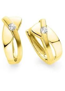 Paar Creolen Bruno Banani "Schmuck Geschenk Silber 925 Ohrschmuck Ohrringe", gold (gelbgoldfarben, wei&szlig;, kristallwei&szlig;), Ohrringe, Damen, 14,2mm, Silber 925 (Sterlingsilber), mit Zirkonia (synth.)