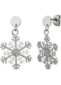 Paar Ohrh&auml;nger Jobo "Schneeflocke", silber (edelstahlfarben), Ohrringe, Damen, Edelstahl, Edelstahl