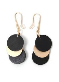 Paar Ohrhaken Firetti "Kreise, matt, schwarz, feminin", rosa (ros&eacute;goldfarben, schwarz), Ohrringe, Damen, 20mm, Metall Polyurethan, Metall, Polyurethan