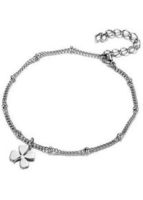 Fu&szlig;kette Firetti "Schmuck Geschenk K&ouml;rperschmuck Kleeblatt, Panzerkette", silber (edelstahlfarben), Fu&szlig;ketten, Damen, Edelstahl