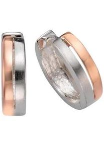 Paar Creolen Firetti "Schmuck Geschenk Silber 925 Basic in Bicolor-Optik", rosa (silberfarben, ros&eacute;goldfarben), Ohrringe, Damen, 13,5mm, Silber 925 (Sterlingsilber)