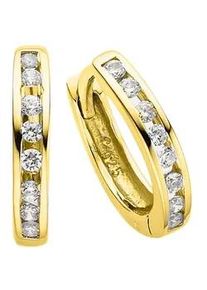 Paar Creolen Bruno Banani "Schmuck Geschenk Silber 925 Ohrschmuck Ohrringe", gold (gelbgoldfarben, wei&szlig;, kristallwei&szlig;), Ohrringe, Damen, 13,5mm, Silber 925 (Sterlingsilber), mit Zirkonia (synth.)