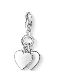 Charm-Einh&auml;nger Thomas Sabo "Zwei Herzen", silber (silberfarben), Charms, Damen, Silber 925 (recycelt)