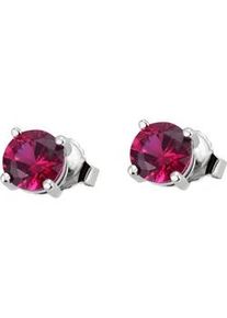 Paar Ohrstecker Firetti "Schmuck Geschenk Silber 925 Ohrschmuck pink", rot (silberfarben, dunkelrot, dunkelrot), Ohrringe, Damen, 5,6mm, Silber 925 (Sterlingsilber), mit Zirkonia (synth.)