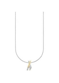 Kette mit Anh&auml;nger Bruno Banani "Schmuck Geschenk Silber 925 Halsschmuck Halskette Ankerkette Kreuz", gold (silberfarben, gelbgoldfarben, kristallwei&szlig;), Halsketten, Damen, Silber 925 (Sterlingsilber), L: 45 B: 0,8mm, mit Zirkonia (synth.), B:0,8mm