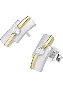 Paar Ohrstecker Firetti "Schmuck Geschenk Silber 925 Ohrschmuck Ohrringe bicolor", gold (silberfarben, gelbgoldfarben, kristallwei&szlig;, kristallwei&szlig;), Ohrringe, Damen, Silber 925 (Sterlingsilber), mit Zirkonia (synth.)