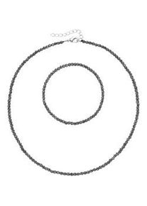 Ketten und Armband Set Firetti "Multipack Schmuck Geschenk Armkette Halskette", silber (silberfarben, grau, grau), Schmuck_Sets, Damen, Elasthan, Messing, Polyester, facettierte Edelsteine