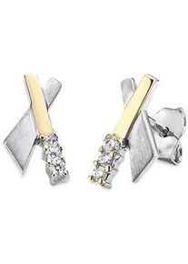Paar Ohrstecker Bruno Banani "Schmuck Geschenk Silber 925 Ohrschmuck Ohrringe Stein", gold (silberfarben, gelbgoldfarben, kristallwei&szlig;, kristallwei&szlig;), Ohrringe, Damen, Silber 925 (Sterlingsilber), mit Zirkonia (synth.)