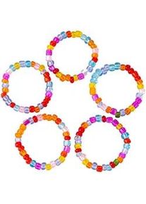Ring-Set Firetti "Multipack Schmuck Geschenk Damenring Zugband Edelstein Farbstein", bunt (blau, violett, orange, gr&uuml;n, rot, gelb), Fingerringe, Damen, 3 g, Kunstharz, Made in Germany - mit Kunstharzperle