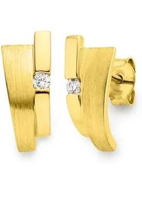 Paar Ohrstecker Bruno Banani "Schmuck Geschenk Silber 925 Ohrschmuck Ohrringe Glitzerstein", gold (gelbgoldfarben, kristallwei&szlig;, kristallwei&szlig;), Ohrringe, Damen, Silber 925 (Sterlingsilber), Ohrstecker Ohrring Creolen Ohrschmuck, mit Zirkonia (synth.)