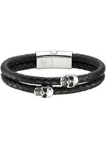 Lederarmband Bruno Banani "Schmuck", schwarz (edelstahlfarben, schwarz), Armb&auml;nder, Damen, 21cm, Edelstahl Leder, Edelstahl, Leder, Lederarmband