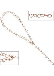 Fu&szlig;kette Jobo, rosa (ros&eacute;goldfarben), Fu&szlig;ketten, Damen, Silber 925 (Sterlingsilber), Herz 925 Silber ros&eacute;gold vergoldet 27 cm