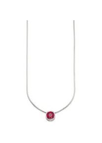 Kette mit Anh&auml;nger Bruno Banani "Schmuck Geschenk Silber 925 Halsschmuck Halskette Schlangenkette Stein", bunt (silberfarben, rot), Halsketten, Damen, Silber 925 (Sterlingsilber), L: 45, mit Zirkonia (synth.), Korund (synth.) oder Spinell (synth.)