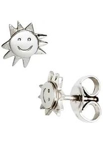 Paar Ohrstecker Jobo "Sonne", silber (silber 925), Ohrringe, Damen, 7,1mm, Silber 925 (Sterlingsilber), 925 Silber