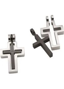 Anh&auml;nger Set Firetti "Multipack Schmuck Geschenk Kettenanh&auml;nger Kreuz unisex", schwarz (edelstahlfarben, schwarz), Schmuckanh&auml;nger, Damen, Edelstahl, 2,05 g, Made in Germany