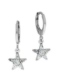 Paar Creolen Firetti "Schmuck Geschenk Silber 925 Stern", silber (silberfarben, kristallwei&szlig;, kristallwei&szlig;), Ohrringe, Damen, 12mm, Silber 925 (Sterlingsilber), mit Zirkonia (synth.)