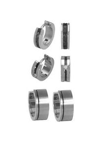 Creolen-Set Firetti "Multipack Schmuck Geschenk Ohrschmuck Creolenset", silber (silberfarben, schwarz, kristallwei&szlig;), Ohrringe, Damen, Edelstahl, Schmuckset Klappcreolen Ohrring Creolen, mit Zirkonia (synth.)