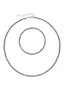 Ketten und Armband Set Firetti "Multipack Schmuck Geschenk Armkette Halskette", bunt (silberfarben, lila, lila), Schmuck_Sets, Damen, Elasthan, Messing, Polyester, facettierte Edelsteine