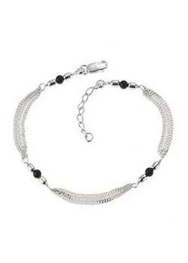 Fu&szlig;kette Firetti "Schmuck Geschenk Silber 925 K&ouml;rperschmuck Panzerkette Kristalle", silber (silberfarben, schwarz, schwarz), Fu&szlig;ketten, Damen, Silber 925 (Sterlingsilber), mit Kristallstein