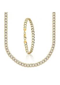 Ketten und Armband Set Firetti "Multipack Schmuck Geschenk Silber 925 Halskette Armkette Panzerkette" Gr. 45, gold (silberfarben, gelbgoldfarben), Schmuck_Sets, Damen, 45, Silber 925 (Sterlingsilber)