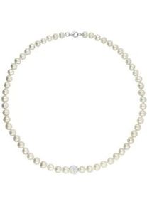 Perlenkette Firetti "Schmuck Geschenk Silber 925 Halsschmuck Halskette", silber (silberfarben, kristallwei&szlig;), Halsketten, Damen, Perlen Silber 925 (Sterlingsilber), L: 45 B: 9mm, Perlen, Silber 925 (Sterlingsilber), Perlenkette, mit Kristall - mit S&uuml;&szlig;wasserzuchtperlen, B:9mm