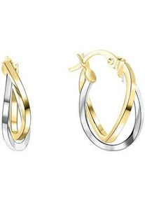 Paar Creolen Firetti "Schmuck Geschenk Gold 375 Ohrschmuck Creole", gold (gelbgoldfarben, wei&szlig;goldfarben), Ohrringe, Damen, 14mm, Gelbgold 375