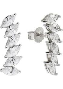 Paar Ohrstecker Firetti "Schmuck Geschenk Silber 925 Ohrschmuck Ear Climber Glitzer", silber (silberfarben, kristallwei&szlig;, kristallwei&szlig;), Ohrringe, Damen, Silber 925 (Sterlingsilber), mit Zirkonia (synth.)