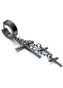 Single-Creole Firetti "Schmuck Geschenk Kreuz", schwarz, Ohrringe, Damen, 13,6mm, Edelstahl