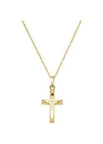 Kette mit Anh&auml;nger Firetti "Schmuck Geschenk Gold 375 Halsschmuck Halskette Goldkette Kreuz", gold (gelbgoldfarben), Halsketten, Damen, Gelbgold 333, L: 45 B: 1,1mm, B:1,1mm