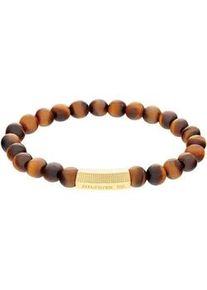 Armband Tommy Hilfiger "SS24 BEADS", braun (gelbgoldfarben, braun, braun), Armb&auml;nder, Herren, 18cm, Edelstahl, Armband, mit Onyx oder Tigerauge