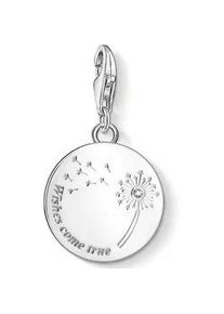 Charm-Einh&auml;nger Thomas Sabo "Pusteblume WISHES COME TRUE", bunt (silberfarben, wei&szlig;, wei&szlig;), Charms, Damen, Silber 925 (recycelt), mit Zirkonia (synth.)